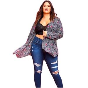 Torrid Betsey Johnson Georgette button down long sleeve skull shirt